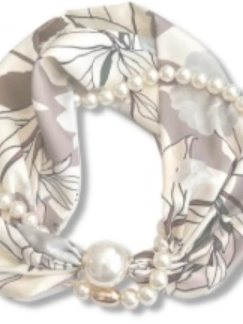 silk pearl scarf in cream and beige